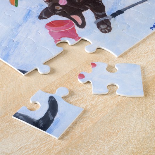 Puzzle Hiver Fun Skiing Labradors (Côté)