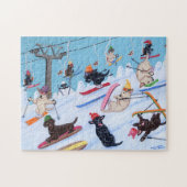 Puzzle Hiver Fun Skiing Labradors (Horizontal)