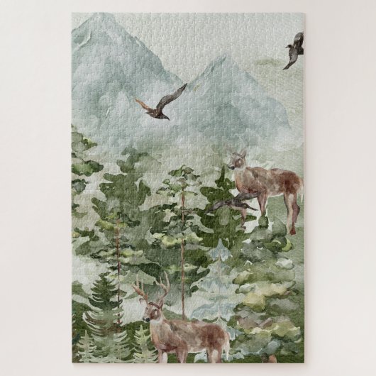 Puzzle Hiver Montagnes Cerfs (Vertical)