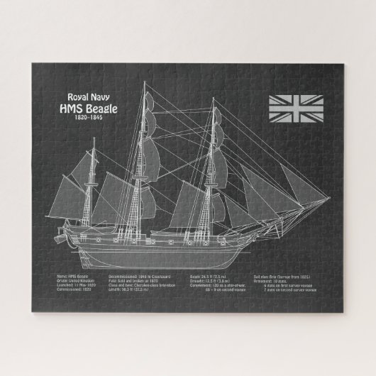 Puzzle HMS Beagle - Grand navire - Modèle de livraison PB (Horizontal)