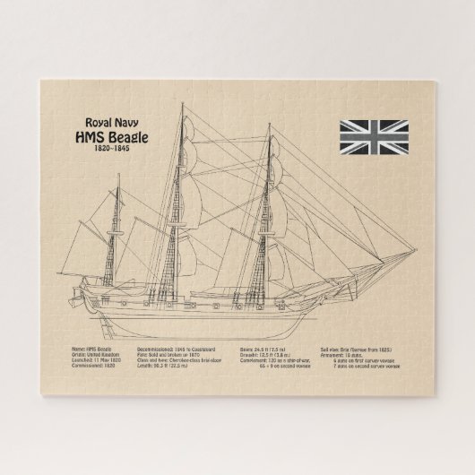 Puzzle HMS Beagle grand navire - plan d'expédition SD (Horizontal)