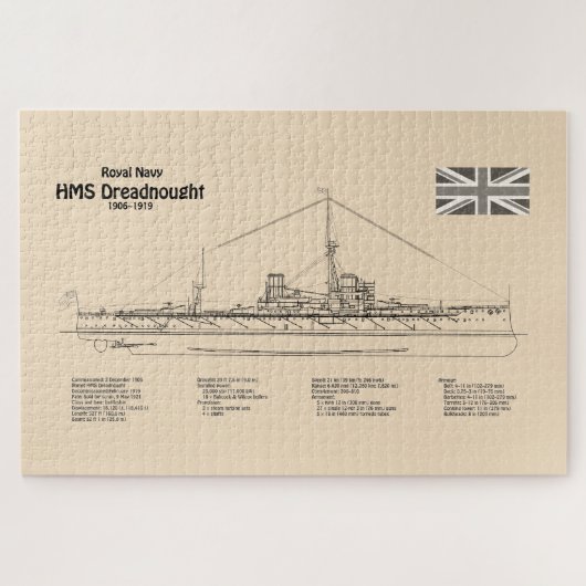Puzzle HMS Dreadnoud - Plan directeur des navires SD (Horizontal)