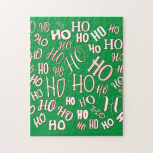 Puzzle HO HO HO motif de texte de Noël blanc vert rouge