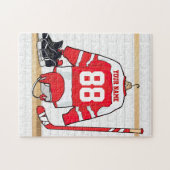 Puzzle Hockey sur glace rouge et blanc personnalisé (Horizontal)