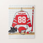Puzzle Hockey sur glace rouge et blanc personnalis&#233;