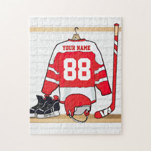 Puzzle Hockey sur glace rouge et blanc personnalisé