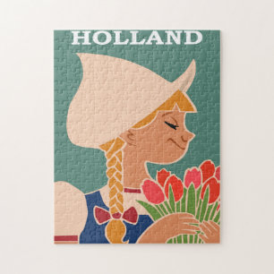 Puzzle Holland Travel Poster Vintage