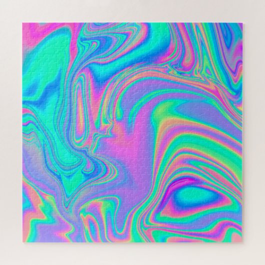 Puzzle Holographie Iridescente : Neon Marbled Texture (Horizontal)