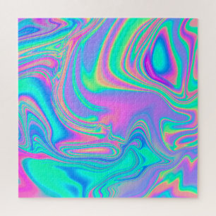 Puzzle Holographie Iridescente : Neon Marbled Texture