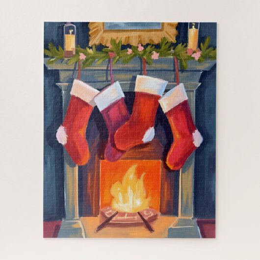 Puzzle Holy Night | Christmas Stockings Watercolor (Vertical)