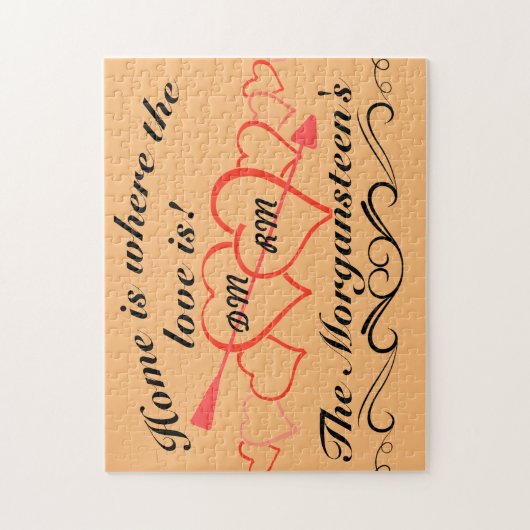 Puzzle Home is Where Love is Family Name & Lover Initials (Vertical)