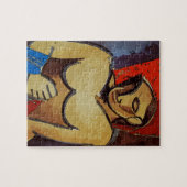Puzzle Homme avec serviette bleue, (Horizontal)