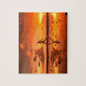 Puzzle Homme courant sur la plage au coucher du soleil (Vertical)