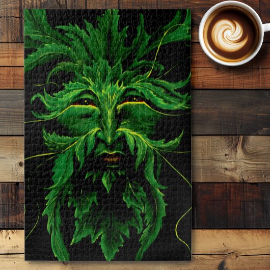Puzzle Homme Vert Fae Feuilles Noir