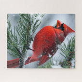 Puzzle Hommes d'hiver Cardinal Bird Pine Mariage de Noël (Horizontal)