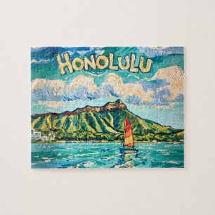 Puzzle Honolulu Hawaï paysage vintage de voyage Van Gogh