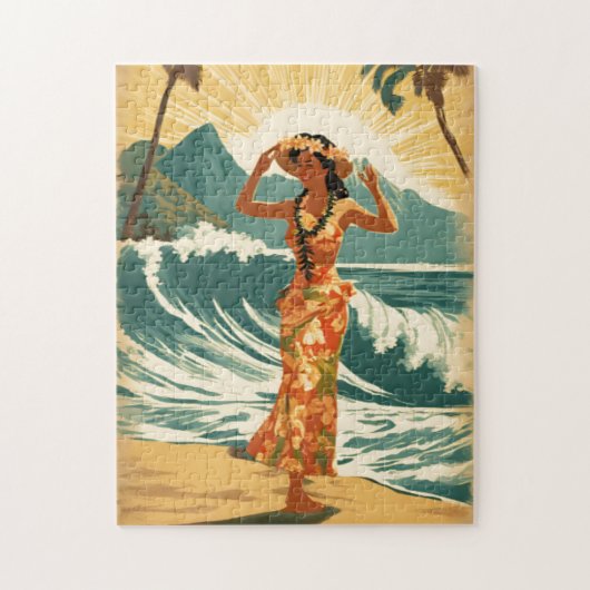 Puzzle Honolulu vintage Hawaii Mid-Pacific Travel (Vertical)