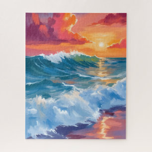 Puzzle Horizon de Lumière Coucher de soleil aux vagues