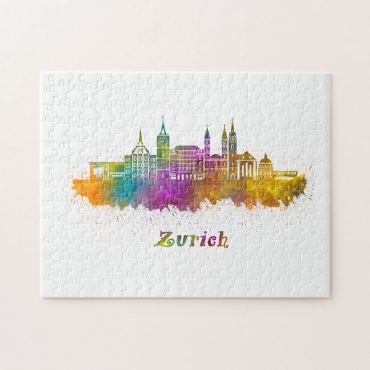 Puzzle horizon de zurich aquarelle (Horizontal)