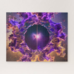 Puzzle Horizon d'événement portail OVNI en or cosmique et