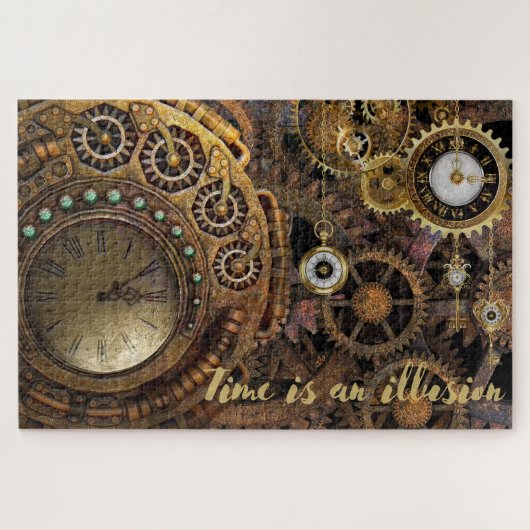 Puzzle Horloges Steampunk "Le temps est une illusion" (Horizontal)