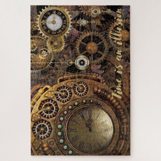 Puzzle Horloges Steampunk "Le temps est une illusion" (Vertical)