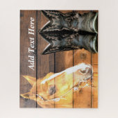 Puzzle Horse Cowboy Boots Rustic Barque (Vertical)