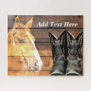 Puzzle Horse Cowboy Boots Rustic Barque