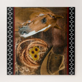 Puzzle Horse cowboy Hat Lasso Western (Horizontal)