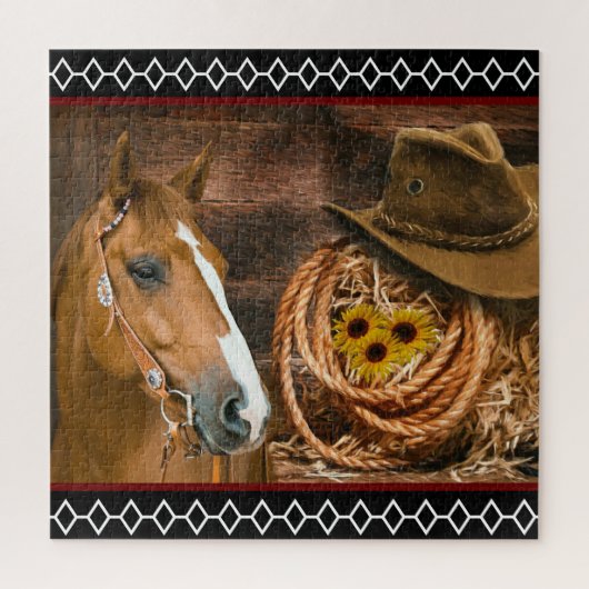 Puzzle Horse cowboy Hat Lasso Western (Vertical)