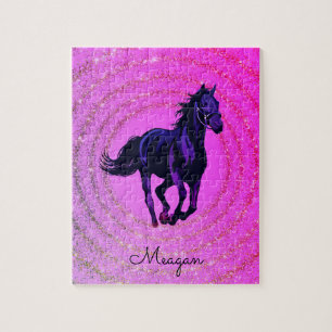 Puzzle Horse Magenta Parties scintillant spirale Personna