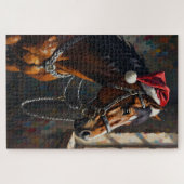 Puzzle Horse Noble Chiaroscuro Christmas Stable Hat (Horizontal)