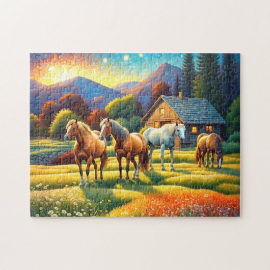 Puzzle Horse on Farm Wildflower Meadow (Horizontal)