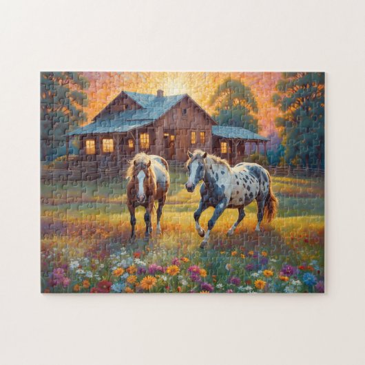 Puzzle Horse on Farm Wildflower Meadow (Horizontal)