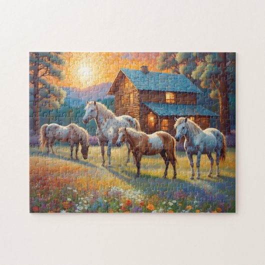 Puzzle Horse on Farm Wildflower Meadow (Horizontal)