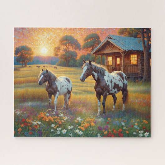 Puzzle Horse on Farm Wildflower Meadow (Horizontal)