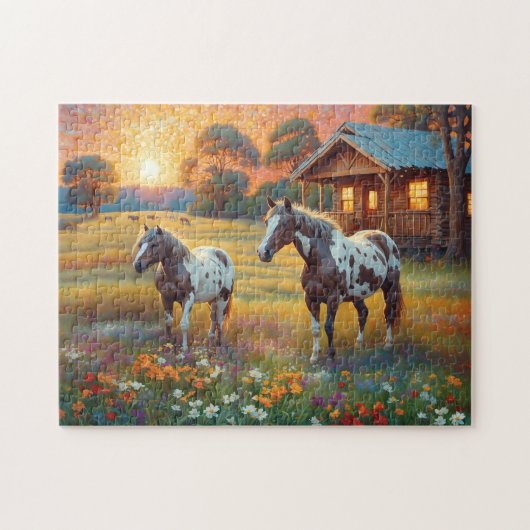 Puzzle Horse on Farm Wildflower Meadow (Horizontal)