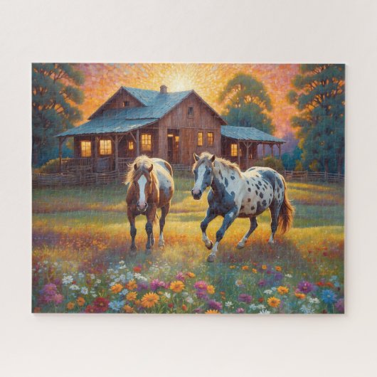 Puzzle Horse on Farm Wildflower Meadow (Horizontal)