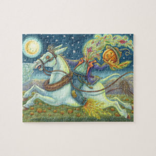 PUZZLE HORSEMAN SCARECROW SANS TÊTE SUR MULE BLANCHE PUZZ