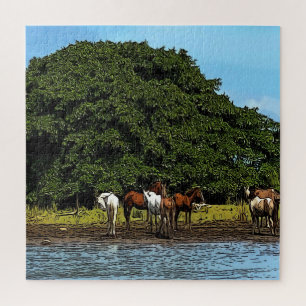 Puzzle Horses by the Water
