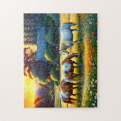 Puzzle Horses on Farm Wildflower Meadow (Vertical)