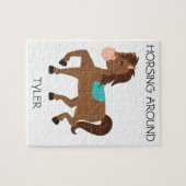 Puzzle "Horsing Around" avec nom personnalisé. (Horizontal)