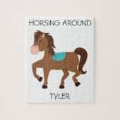 Puzzle "Horsing Around" avec nom personnalisé. (Vertical)