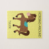 Puzzle "Horsing Around" avec nom personnalisé. (Horizontal)