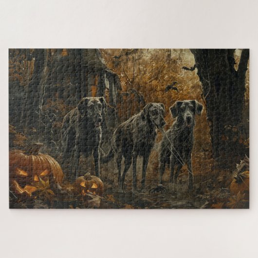 Puzzle Hound Afghan Halloween nuit chien délice (Horizontal)