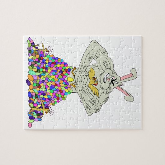 Puzzle How the Easter Bunny gets his eggs (Horizontal)