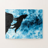 Puzzle Howling Wolf Hiver neige bleue fumée Abstraite (Horizontal)