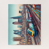 Puzzle HST Train Leaving London + Landmarks Illustration  (Vertical)