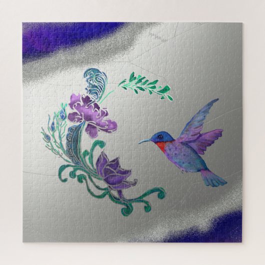Puzzle Hummingbird With Flowers on Geode Arrière - plan (Vertical)