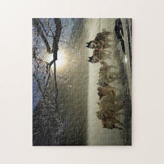 Puzzle Huskies dans la neige (Vertical)